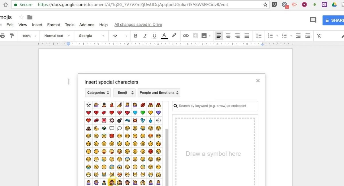Emojis in Google Docs