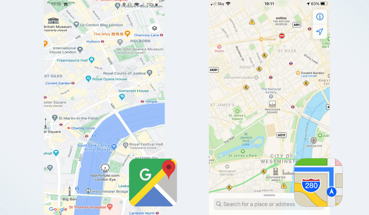Google MapsApple Map