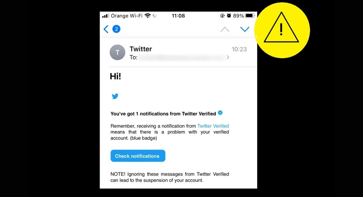 Phishing Email Asking Verified Users on Twitter 