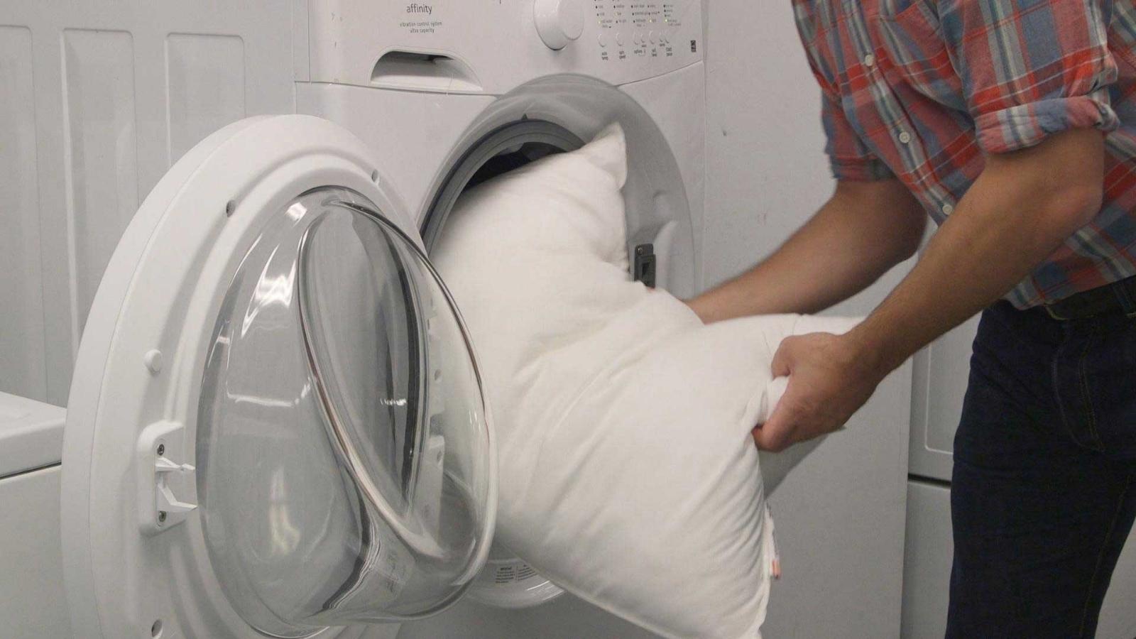 Pillow in washing machine