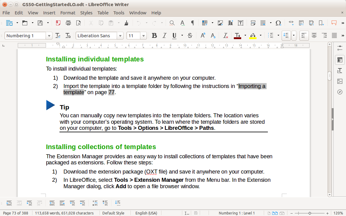 Snapshot of LibreOfficeac