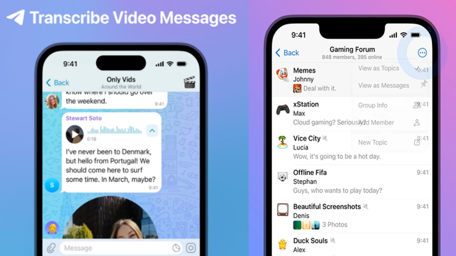 Telegram launches video transcription and accuses Apple of delaying the most recent upgrade