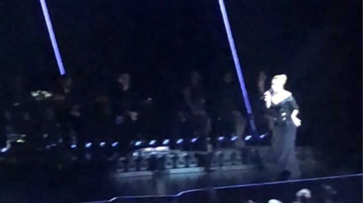 Adele seen hobbling around on stage during her New Year Eve's performance in Las Vegas